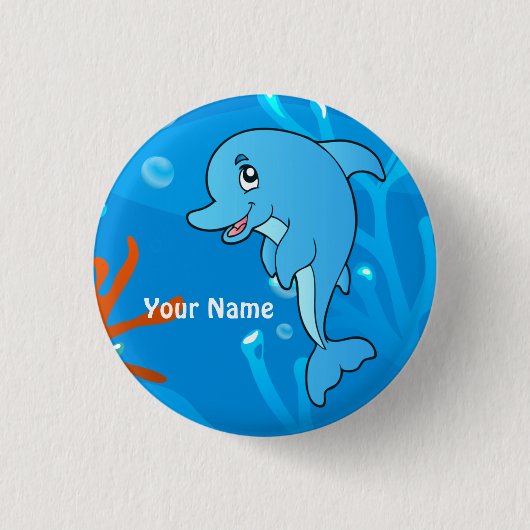 Ocean Aquatic Cute Dolphin Custom Button (Voorkant)