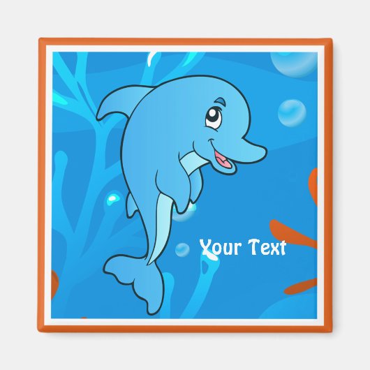 Ocean Aquatic Cute Dolphin Custom Magnet (Voorkant)