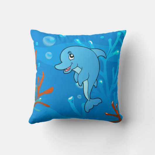 Ocean Aquatic Cute Dolphin Pillow Kussen (Achterkant)