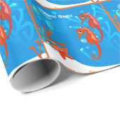 Ocean Aquatic Cute Seahorse Custom Wrap Cadeaupapier (Rol Hoek)