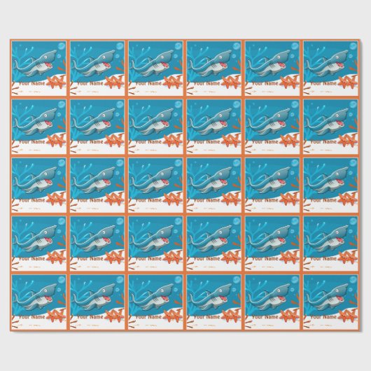 Ocean Aquatic Cute Shark Custom Gift Wrap Cadeaupapier (Vlak)