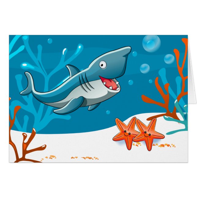 Ocean Aquatic Cute Shark Starfish Custom (Voorkant Horizontaal)