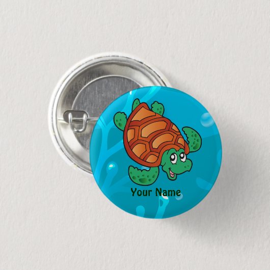 Ocean Aquatic Cute Turtle Custom Button (Voorkant /achterkant)