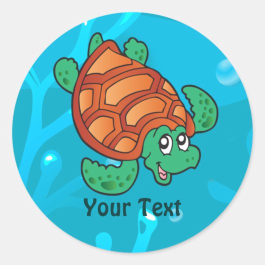 Ocean Aquatic Cute Turtle Custom Sticker (Voorkant)