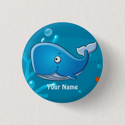 Ocean Aquatic Cute Whale Custom Button (Voorkant)
