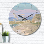 Ocean Art Beach Grote Klok<br><div class="desc">Verplaats jezelf naar de serene kustgelukzaligheid van een zomerse dag met deze kunst print klok, het vastleggen van de essentie van een rustige strand scene. De zachte pasteltinten van blauw, roze, paarse, bruine en crèmes roepen de kalmerende aura op van een kustzonsondergang of zonsopgang, waar het zachte surf van de...</div>