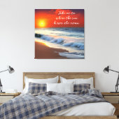Ocean Art en Quote | Zonsondergang op het zandstra Canvas Afdruk (Insitu (Slaapkamer))
