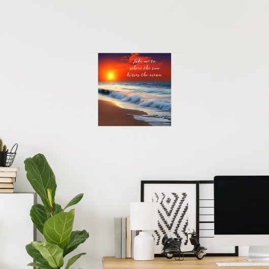 Ocean Art en Quote | Zonsondergang op het zandstra Poster (Thuiskantoor)