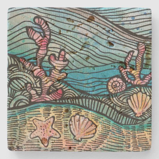 Ocean Art Stenen Onderzetter (Voorkant)