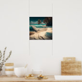 Ocean Art | Strandgolven en palmbomen Tropisch Poster (Keuken)