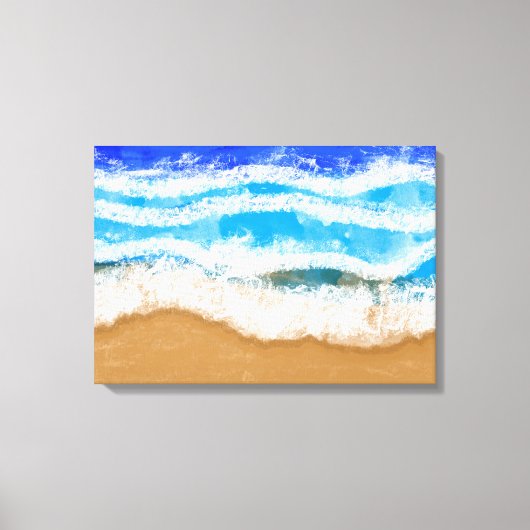 Ocean Art, White Foamy Waves op een zandstrand Canvas Afdruk (Voorkant)