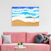 Ocean Art, White Foamy Waves op een zandstrand Canvas Afdruk (Insitu (Woonkamer))