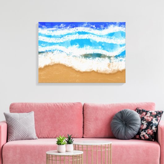 Ocean Art, White Foamy Waves op een zandstrand Canvas Afdruk (Insitu (Woonkamer))