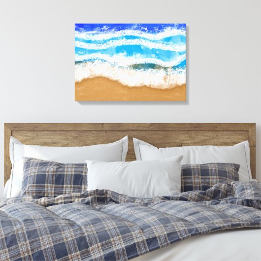 Ocean Art, White Foamy Waves op een zandstrand Canvas Afdruk (Insitu (Slaapkamer))