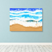 Ocean Art, White Foamy Waves op een zandstrand Canvas Afdruk (Insitu (Houten vloer))
