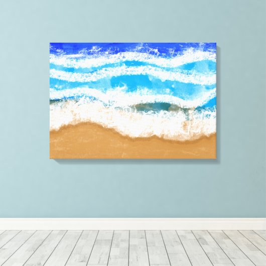 Ocean Art, White Foamy Waves op een zandstrand Canvas Afdruk (Insitu (Houten vloer))