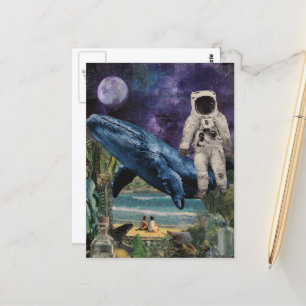 Ocean Astronaut Beach Collage Briefkaart
