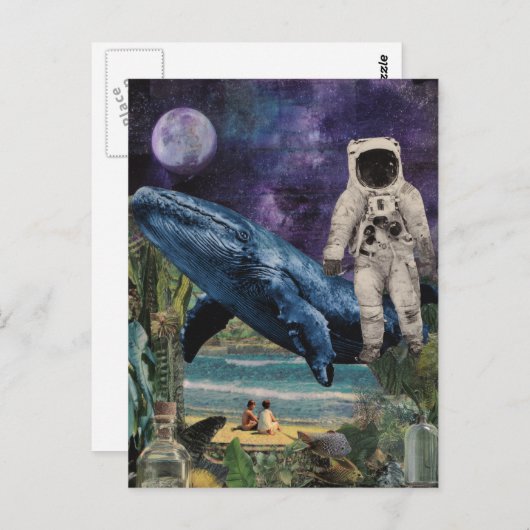 Ocean Astronaut Beach Collage Briefkaart (Voorkant / Achterkant)