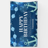 Ocean Avontuur Verjaardag Anker Vlaggenlijn Spandoek (Verticaal)