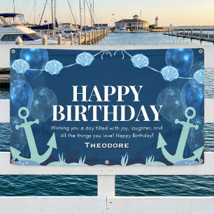 Ocean Avontuur Verjaardag Anker Vlaggenlijn Spandoek