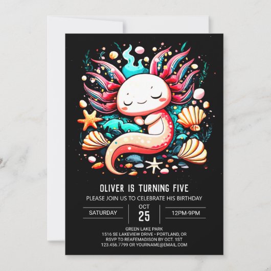 Ocean Axolotl Kinderen Verjaardag Kaart (Voorkant)