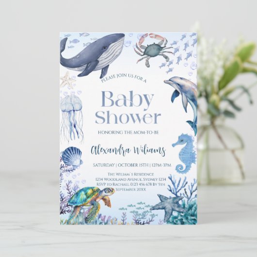 Ocean Baby shower Party Kaart (Staand voorkant)