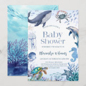 Ocean Baby shower Party Kaart (Voorkant / Achterkant)