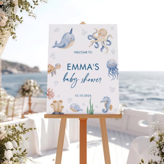 Ocean Baby shower Welkomstbord, Zee teken Poster