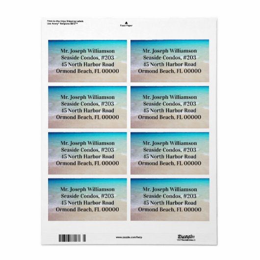 Ocean Background Bold Text Mailing Labels (Full Sheet)
