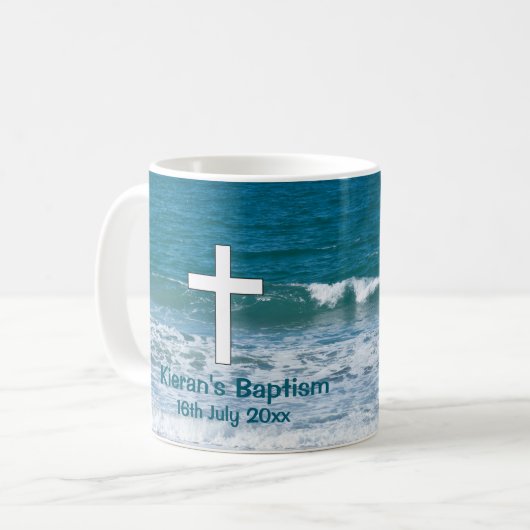 Ocean Baptism Keepsake Frosted Glass Coffee Mok (Voorkant links)