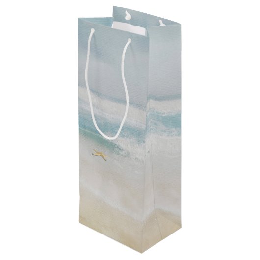 Ocean Beach Anniversa Wedding Date Wijn Cadeautas (Achterkant Gekanteld)