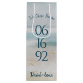 Ocean Beach Anniversa Wedding Date Wijn Cadeautas (Voorkant)