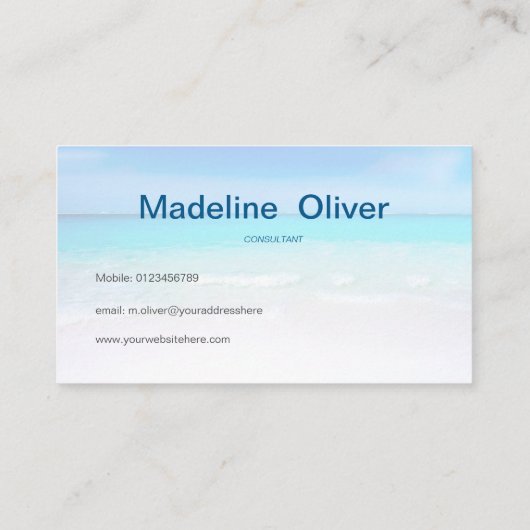 Ocean Beach Aqua Blue Zee Travel Modern Visitekaartje (Achterkant)