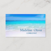 Ocean Beach Aqua Blue Zee Travel Modern Visitekaartje (Voorkant)