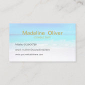 Ocean Beach Aqua Blue Zee Travel Moderne Gold Visitekaartje (Achterkant)