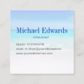 Ocean Beach Aqua Blue Zee Travel Moderne Monogram Vierkante Visitekaartje (Achterkant)