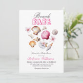 Ocean Beach Babe Roze Zeeschelp Meisje Baby Shower Kaart (Staand voorkant)