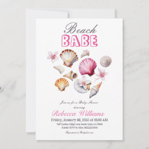 Ocean Beach Babe Roze Zeeschelp Meisje Baby Shower Kaart