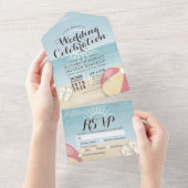 Ocean Beach Balls Slippers Sun Summer Weddenschap  All In One Uitnodiging (Afscheurbaar)