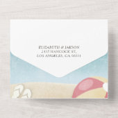 Ocean Beach Balls Slippers Sun Summer Weddenschap  All In One Uitnodiging (Achterkant)