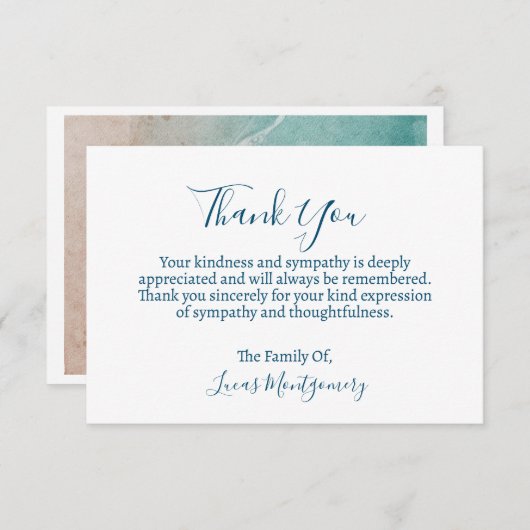 Ocean Beach begrafenis dank u, sympathie Notitiekaartje (Voorkant / Achterkant)