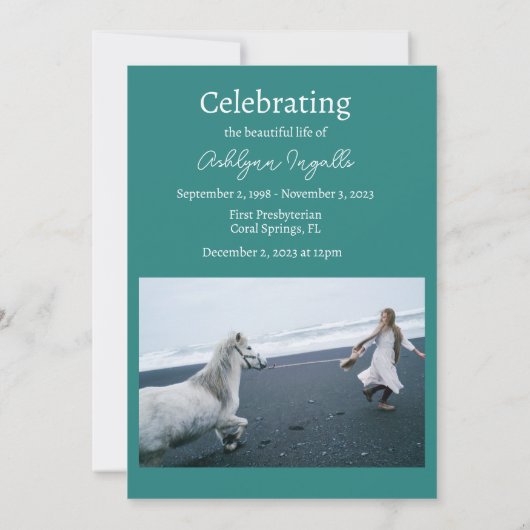 Ocean Beach begrafenis foto viering van het leven Kaart (Achterkant)