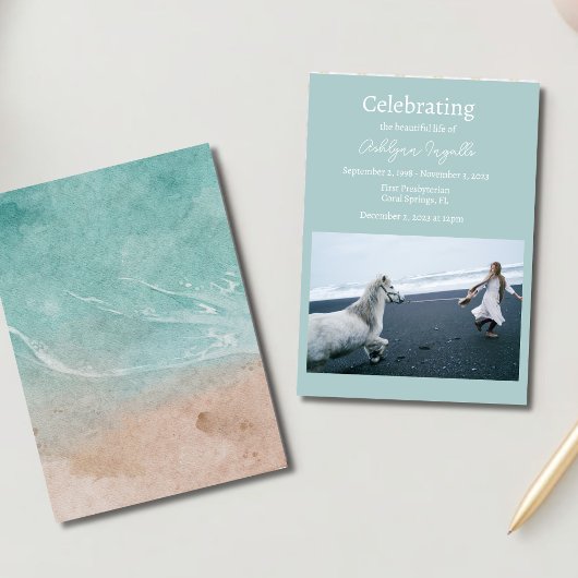 Ocean Beach begrafenis foto viering van het leven Kaart