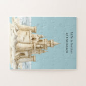 Ocean Beach Birds Blue Sky Cream Sand Castle Legpuzzel (Horizontaal)