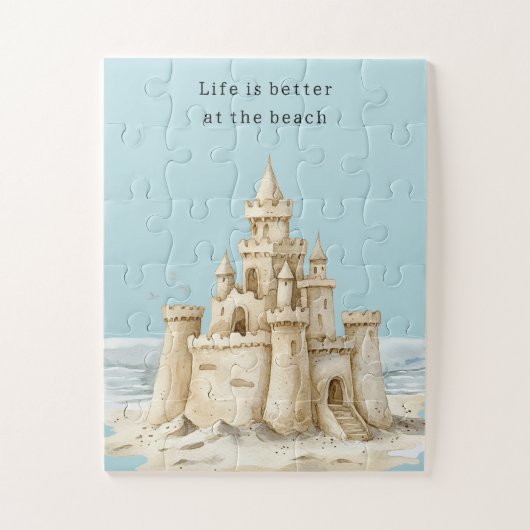Ocean Beach Birds Blue Sky Cream Sand Castle Legpuzzel (Verticaal)