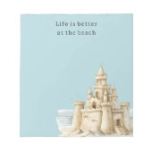 Ocean Beach Birds Blue Sky Cream Sand Castle Notitieblok (Voorkant)