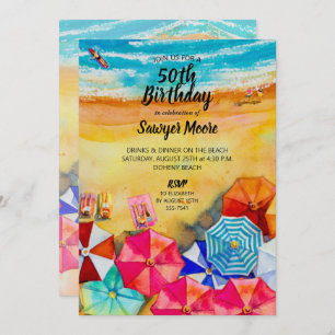 Ocean Beach Birthday Party Invitations Kaart