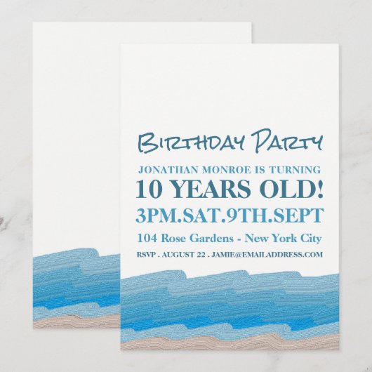 Ocean Beach Birthday Party Kaart (Voorkant / Achterkant)