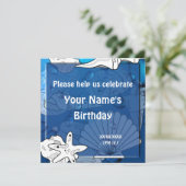 Ocean Beach Birthday Party Seashell Custom Invite Kaart (Staand voorkant)