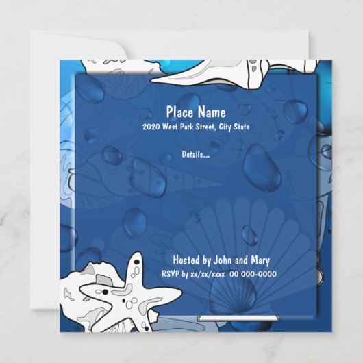 Ocean Beach Birthday Party Seashell Custom Invite Kaart (Achterkant)